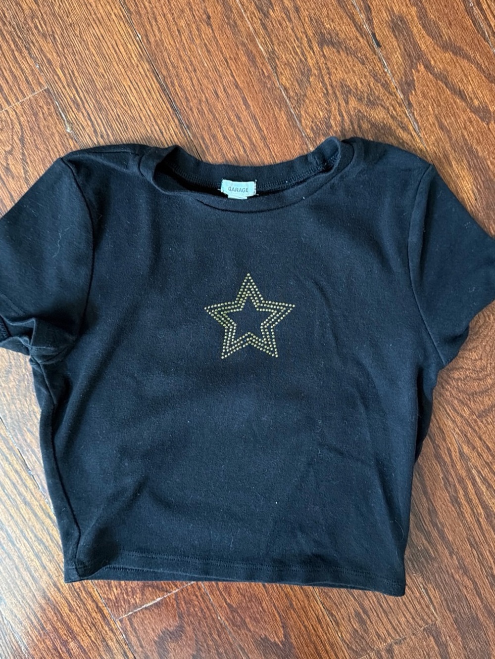Garage Black Baby Tee with Gold Star